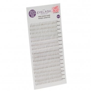 Pre Made Mink Fan Lashes Individual Lengths 9mm To 12mm (0.07) - 3D & C Curl (PMF3D07)