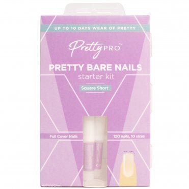 Pretty Bare Nails Starter Kit - Square Short (120pcs, 12 sizes)(BNSKQS)