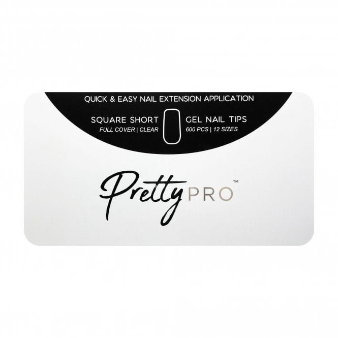 Pretty Pro False Nail Soak Off Gelly Tips - Square & Short (600 Pieces) (40222)