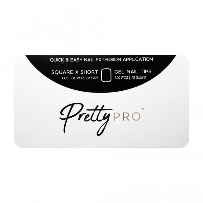 Pretty Pro False Nail Soak Off Gelly Tips - Square & X Short (600 Pieces) (40239)