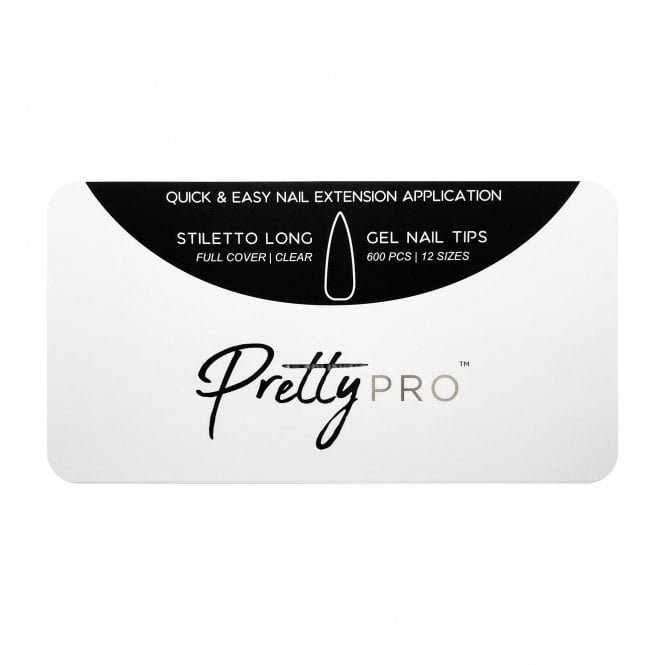Pretty Pro False Nail Soak Off Gelly Tips - Stiletto & Long (600 Pieces) (40192)