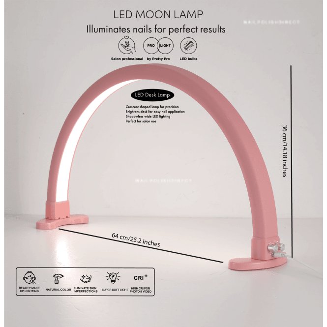 Pretty Pro Nail Bar LED Moon Desk Lamp - Pink - Shadow Free Colour Changing Light