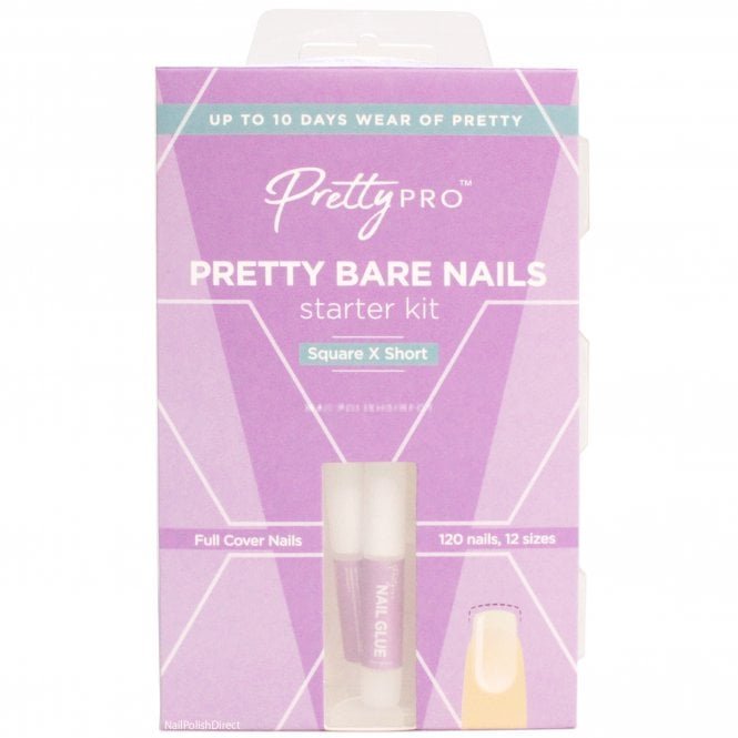 Pretty Pro Pretty Bare Nails Starter Kit - Square Extra Short (120pcs, 12 sizes)(BNSKSXS)