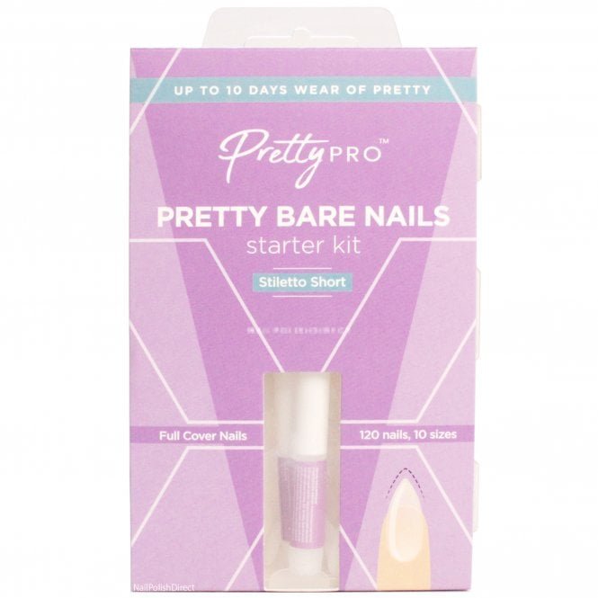 Pretty Pro Pretty Bare Nails Starter Kit - Stiletto Short (120pcs, 12 sizes)(BNSKSTS)