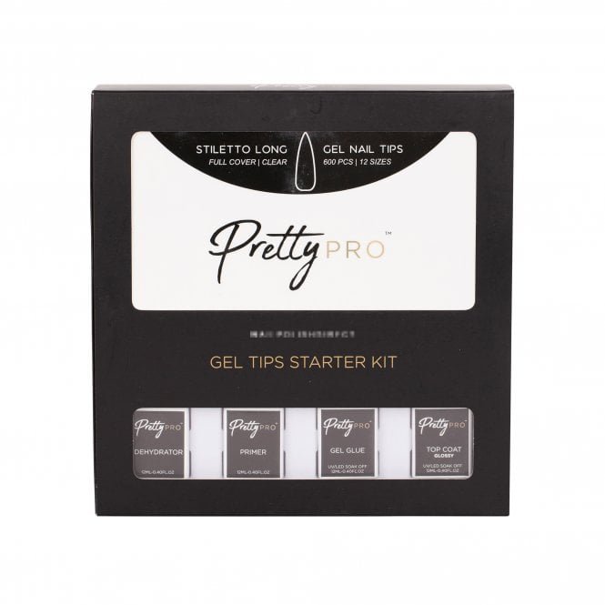 Pretty Pro Gel Tips Starter Kit - Stiletto Long (4 x 12ml)