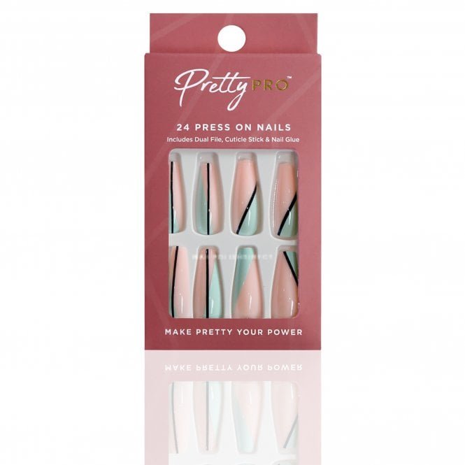 Pretty Pro Reusable Press On False Nails - Be Shore Of Yourself (24pcs)