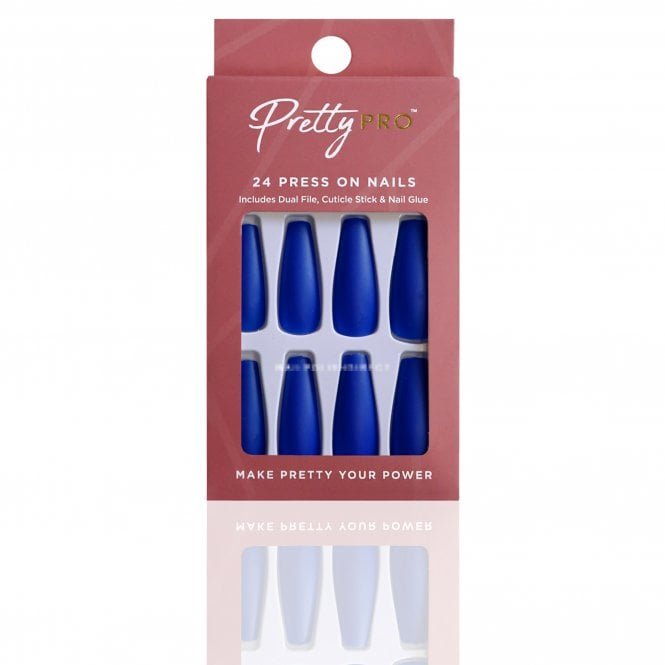 Pretty Pro Reusable Press On False Nails - Blue Moon (24pcs)