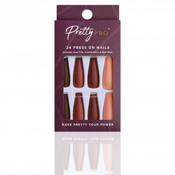 Pretty Pro Reusable Press On False Nails - Game Of Tones (24pcs)