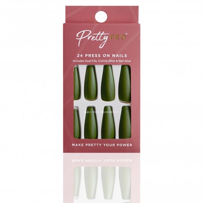 Pretty Pro Reusable Press On False Nails - Grass Isnt Always Greener (24pcs)