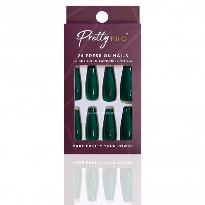 Pretty Pro Reusable Press On False Nails - Green Light (24pcs)
