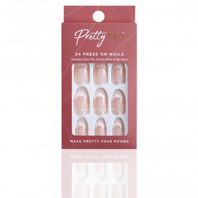 Pretty Pro Reusable Press On False Nails - Hey Frenchie (24pcs)