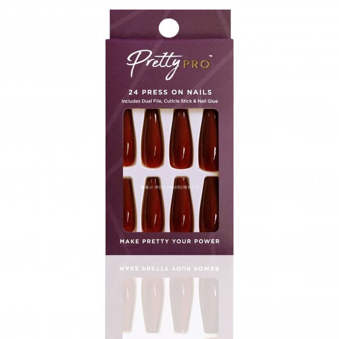 Pretty Pro Reusable Press On False Nails - I Can Red You Like A Book (24pcs)