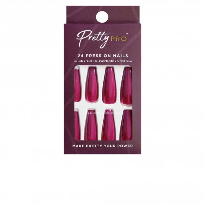Pretty Pro Reusable Press On False Nails - Lady In Pink (24pcs)