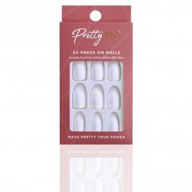 Pretty Pro Reusable Press On False Nails - Love At First White (24pcs)