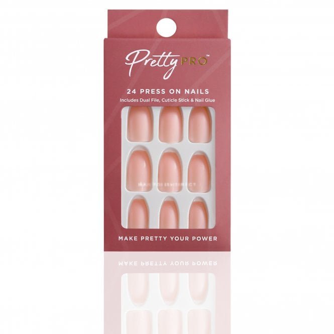 Pretty Pro Reusable Press On False Nails - Naturally Pink (24pcs)