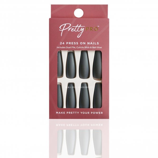 Pretty Pro Reusable Press On False Nails - Night & Grey (24pcs)
