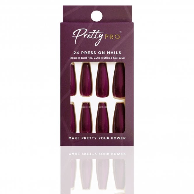 Pretty Pro Reusable Press On False Nails - Plum This Way (24pcs)