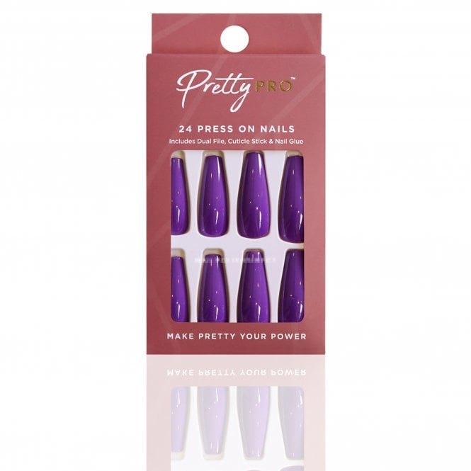 Pretty Pro Reusable Press On False Nails - Purple Passion (24pcs)