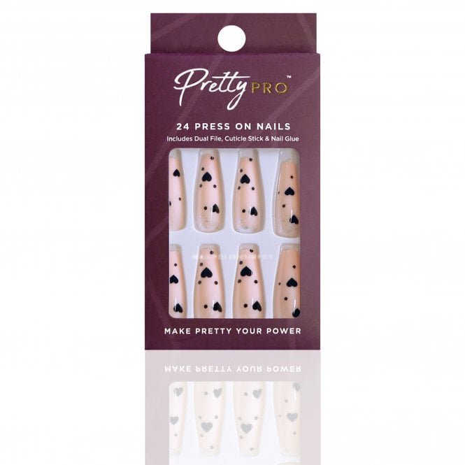 Pretty Pro Reusable Press On False Nails - Queen Of Hearts (24pcs)