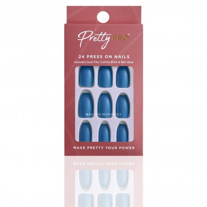 Pretty Pro Reusable Press On False Nails - Too Good To Be Blue (24pcs)