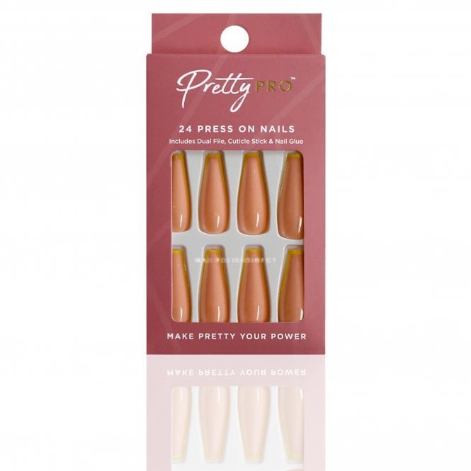 Pretty Pro Reusable Press On False Nails - Yellow There (24pcs)
