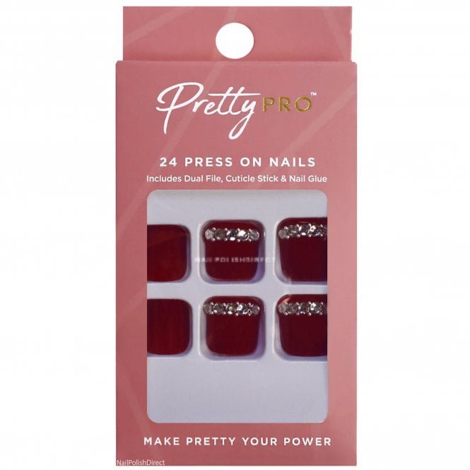 Pretty Pro Reusable Press On Toe Nails - Standing On Cloud Wine (24pcs)(PON994)
