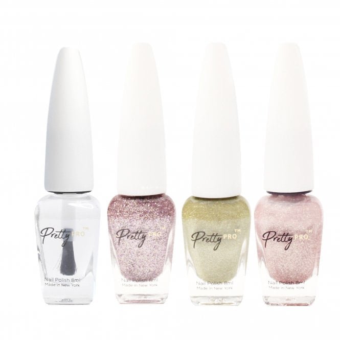 Pretty Pro Vegan-Friendly Nail Polish Set - All That Glitters Is Gold (3 x 8ml)