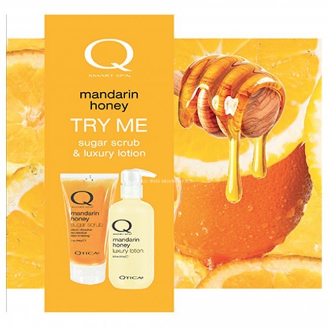 Qtica Smart Spa Intro Kit For Hands, Feet & Body - Mandarin Honey - Sugar Scrub 200g & Luxury Lotion 241g (QTMH01)