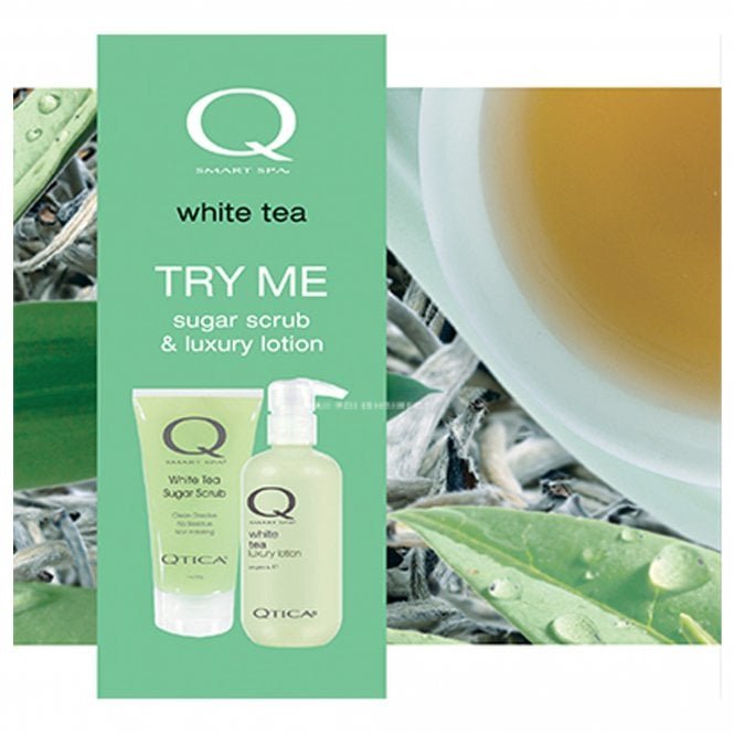 Qtica Smart Spa Intro Kit For Hands, Feet & Body - White Tea - Sugar Scrub 200g & Luxury Lotion 241g (QTWT01)