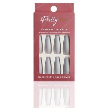 Reusable Press On False Nails - Groundhog Grey (24pcs)