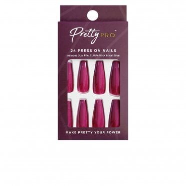Reusable Press On False Nails - Lady In Pink (24pcs)