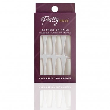 Reusable Press On False Nails - Out Of White, Out Of Mind (24pcs)