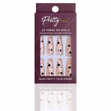 Reusable Press On False Nails - Queen Of Hearts (24pcs)