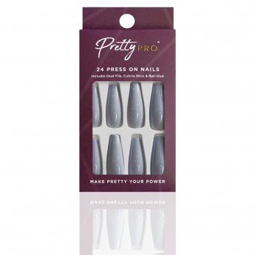 Reusable Press On False Nails - Seize The Grey (24pcs)