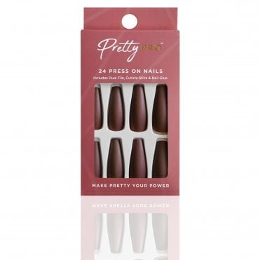 Reusable Press On False Nails - Talk Of The Brown (24pcs)