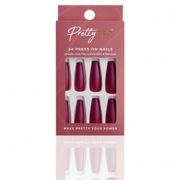 Reusable Press On False Nails - You Make My Heart Beet (24pcs)