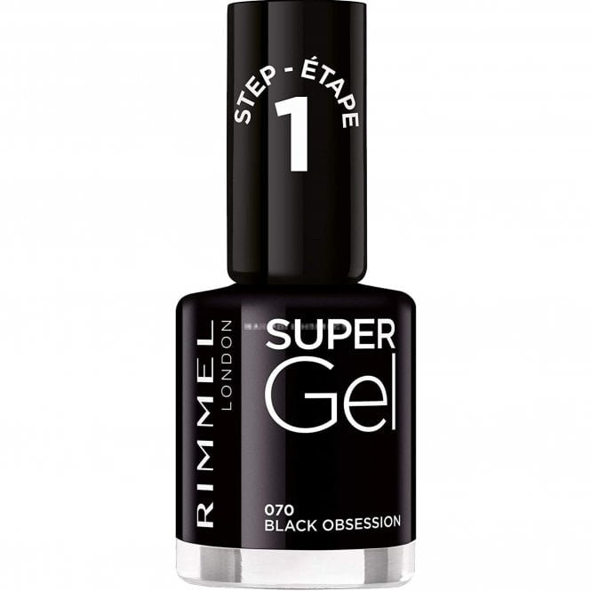 Rimmel London Super Gel Colour Nail Polish - Black Obsession (070) 12ml