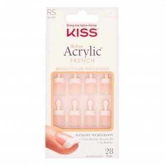 Salon Acrylic French False Nails - Pet Peeve (28 Nails & Adhesive 2g)