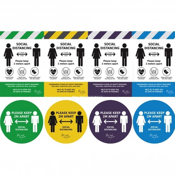 Salon Professional PPE Salon Professional PPE - Social Distancing Poster Single & Floor Vinyl Sticker Sets - Set Options