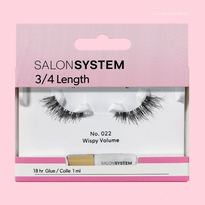 Salon System 022 3/4 Length Wispy Volume Reusable Eyelashes (Adhesive Included) (0225139)