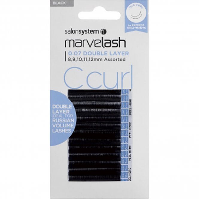Salon System Marvelash - Double Layer - C Curl - Individual Eyelashes - Black 8-12mm 0.07 (0226413)