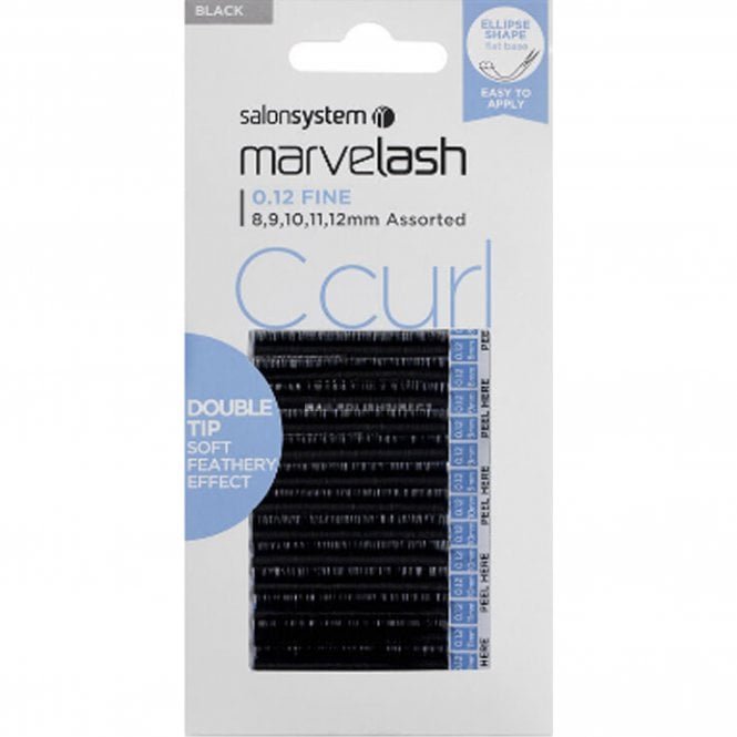 Salon System Marvelash - Double Tip - C Curl - Individual Eyelashes - Ellipse 8-12mm 0.02 (0226414)