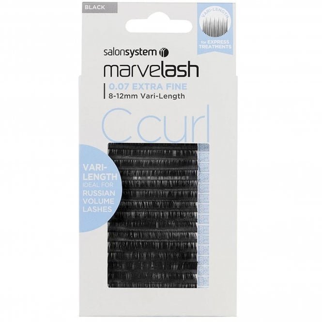 Salon System Marvelash - Extra Fine - C Curl - Individual Eyelashes - Black Vari-Length 0.07 (0226419)