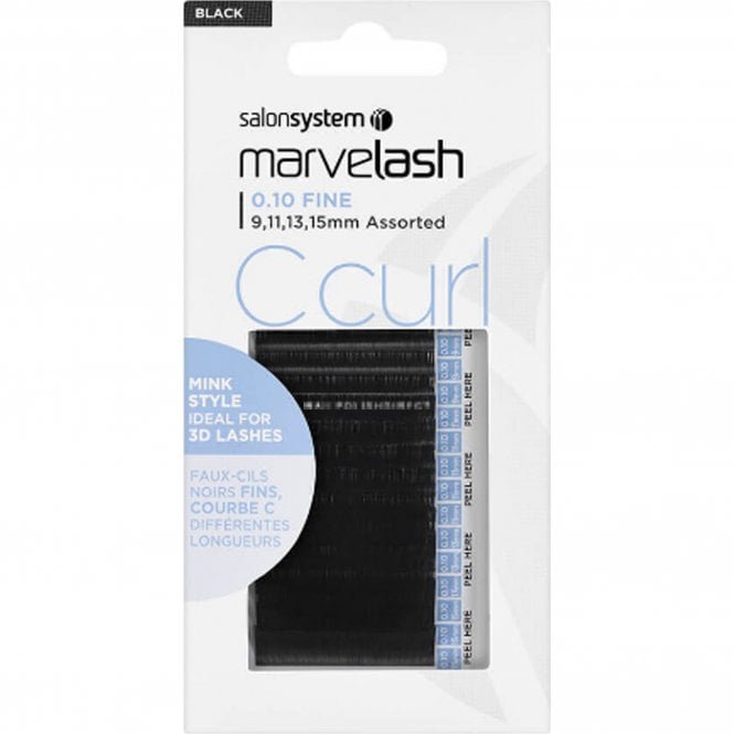 Salon System Marvelash - Fine - C Curl - Faux Mink Individual Eyelashes - Assorted Black (0226344)