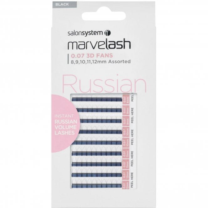 Salon System Marvelash - Russian - 3D Individual False Eyelashes - Assorted Black 0.07 (0226347)
