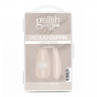 Soft Gel Neutral Tips - Medium Coffin Light Nude (120 Tips & 12 Sizes)
