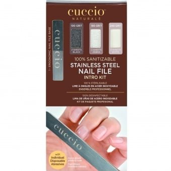 Stainless Steel Nail File - Intro Kit  (1 x Ergonomic Nail File)  (6 x Sheets) (3354)