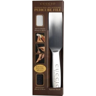 Stainless Steel Pedicure File (15 Grit Coarse Sheets & 15 Grit Medium Sheets) (1236)