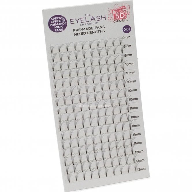 The Eyelash Emporium Full Screen - Pre Made Mink Fan Lashes (Individual Lengths From 9mm To 12mm (0.07) - 5D & C Curl (PMF5D07)