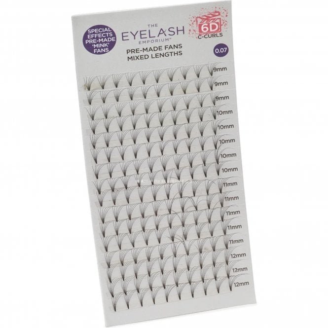 The Eyelash Emporium Full Screen - Pre Made Mink Fan Lashes (Individual Lengths From 9mm To 12mm (0.07) - 6D & C Curl (PMF6D07)
